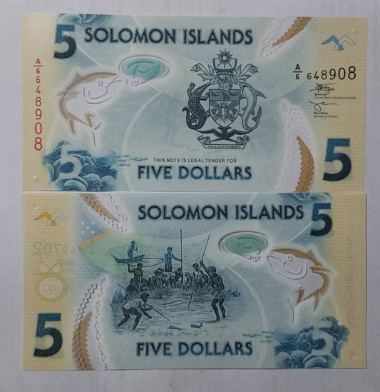 Solomon Islands 5 Dollars 2022 UNC Polymer - ZealHobbieZ