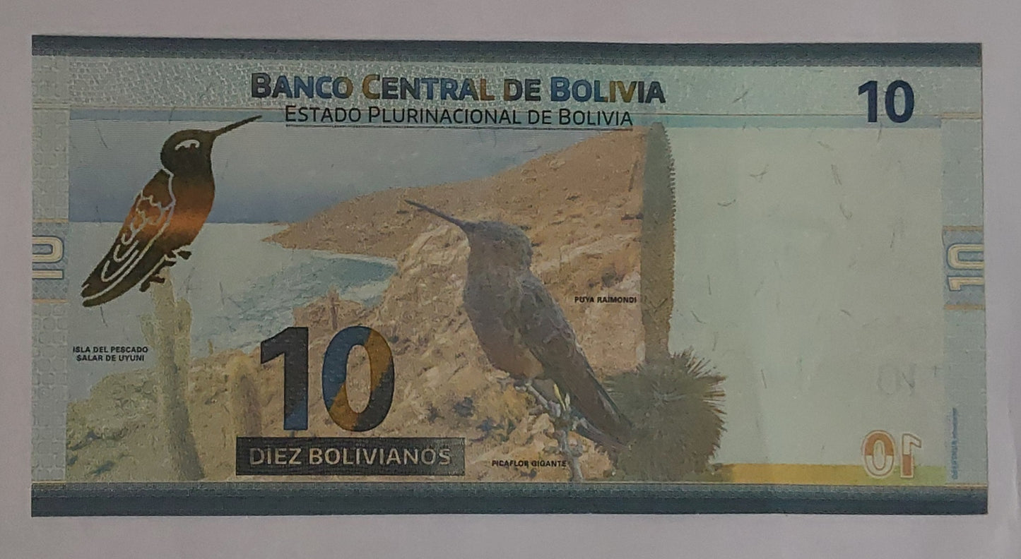Bolivia 10 Bolivianos (Vargas, Tupa, Méndez) 2018 P248 UNC - ZealHobbieZ