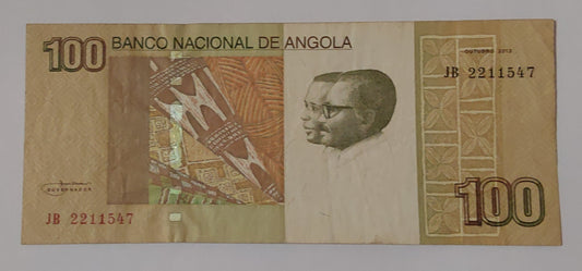 Angola 100 Kwanzas 2012 P153 Used note ending serial no:547 - ZealHobbieZ