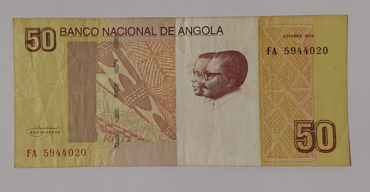 Angola 50 Kwanzas 2012 P152 Used note ending serial no: 020 - ZealHobbieZ