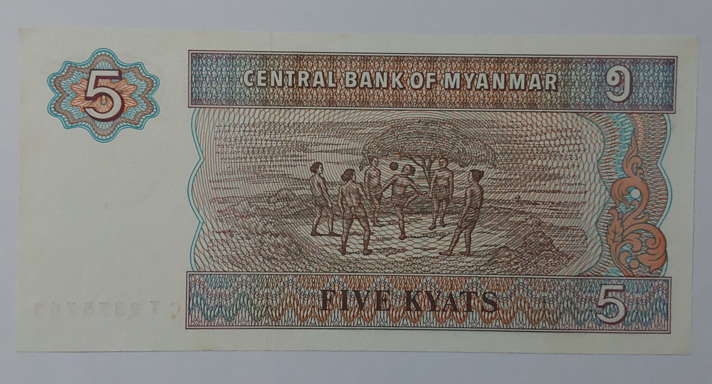 Myanmar / burma 5 Kyats 1972 P70 UNC - ZealHobbieZ