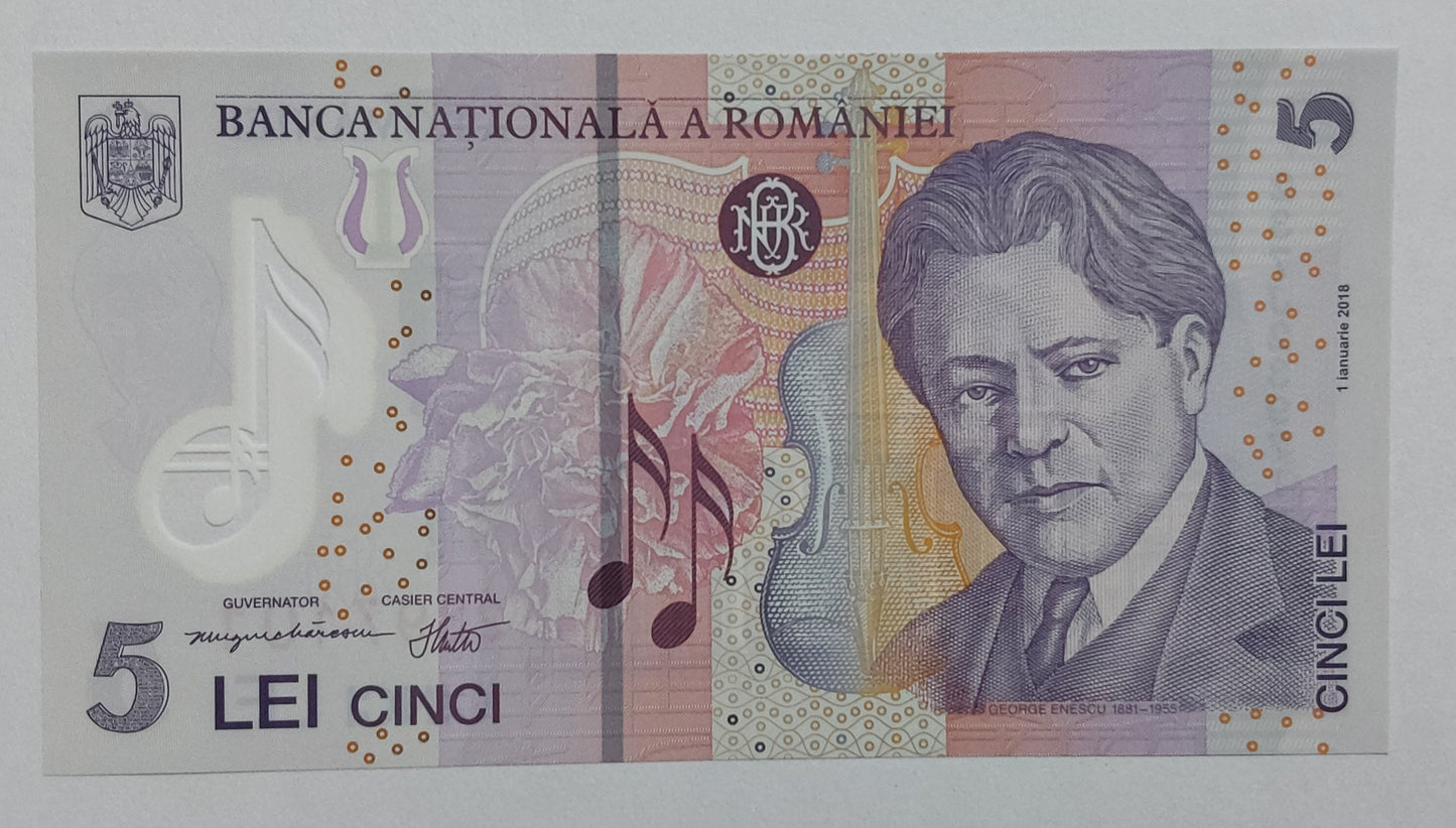 Romania 5Lei 2023 P118 Polymer UNC - ZealHobbieZ