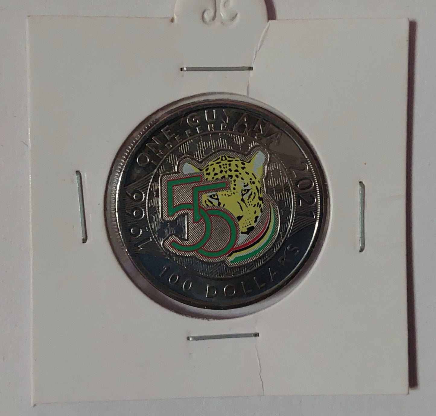 Guyana 100 Dollars world coin - 55 years of independence coloured coin 2021 - ZealHobbieZ