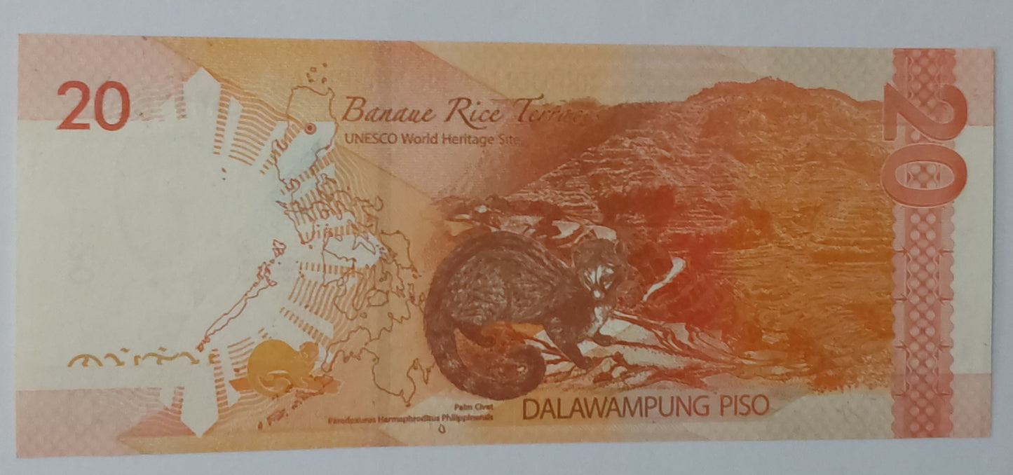 Philippines 20 Piso UNC 2014 P206A - ZealHobbieZ