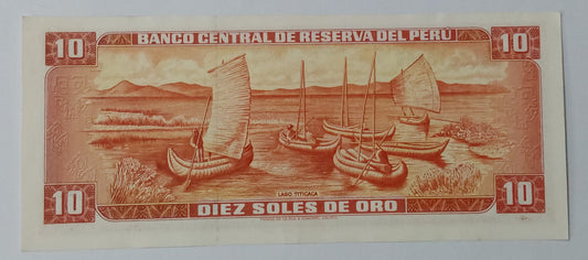 Peru 10 Soles de Oro UNC 1975 P106 - ZealHobbieZ