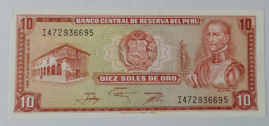 Peru 10 Soles de Oro UNC 1976 P112 - ZealHobbieZ