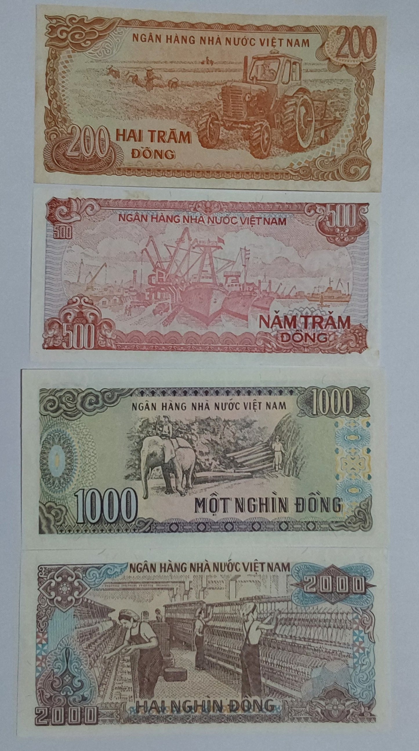 Vietnam Set of 4 UNC notes 200,500,1000,2000 dong - ZealHobbieZ