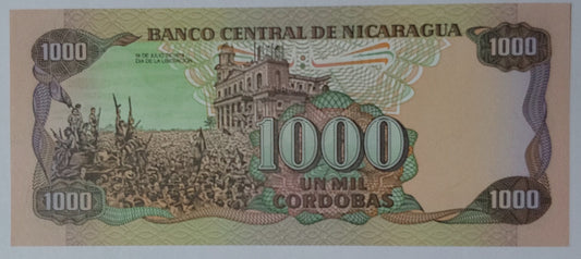 Nicaragua 1000 Cordobas 1985 P145 UNC - ZealHobbieZ