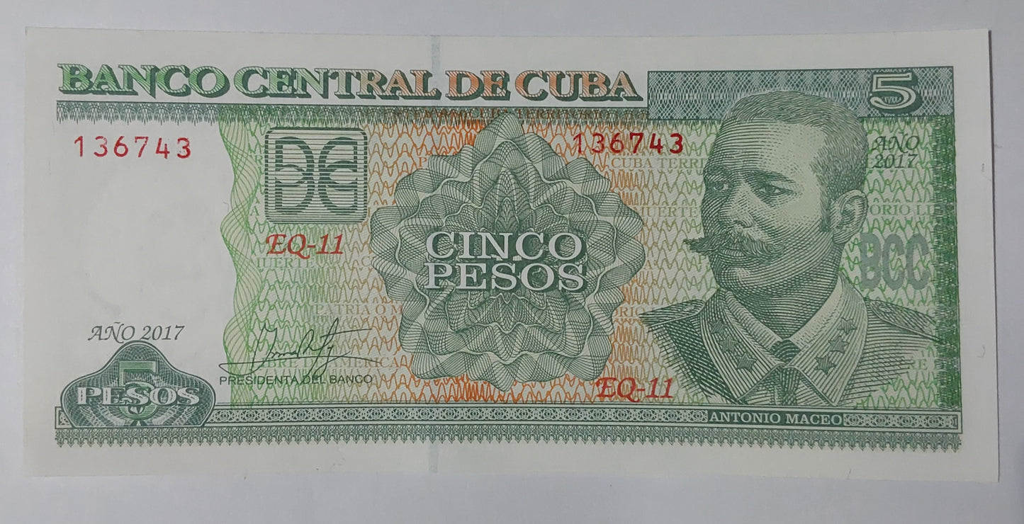 Cuba 5 Pesos 2017 UNC P116q