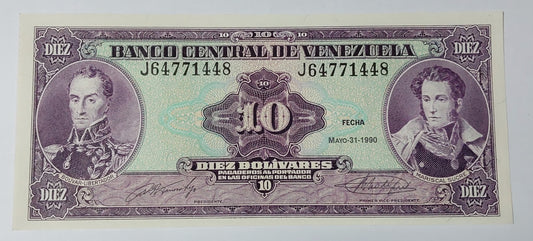 Venezuela 10 Bolivares P61b 1990 UNC - ZealHobbieZ
