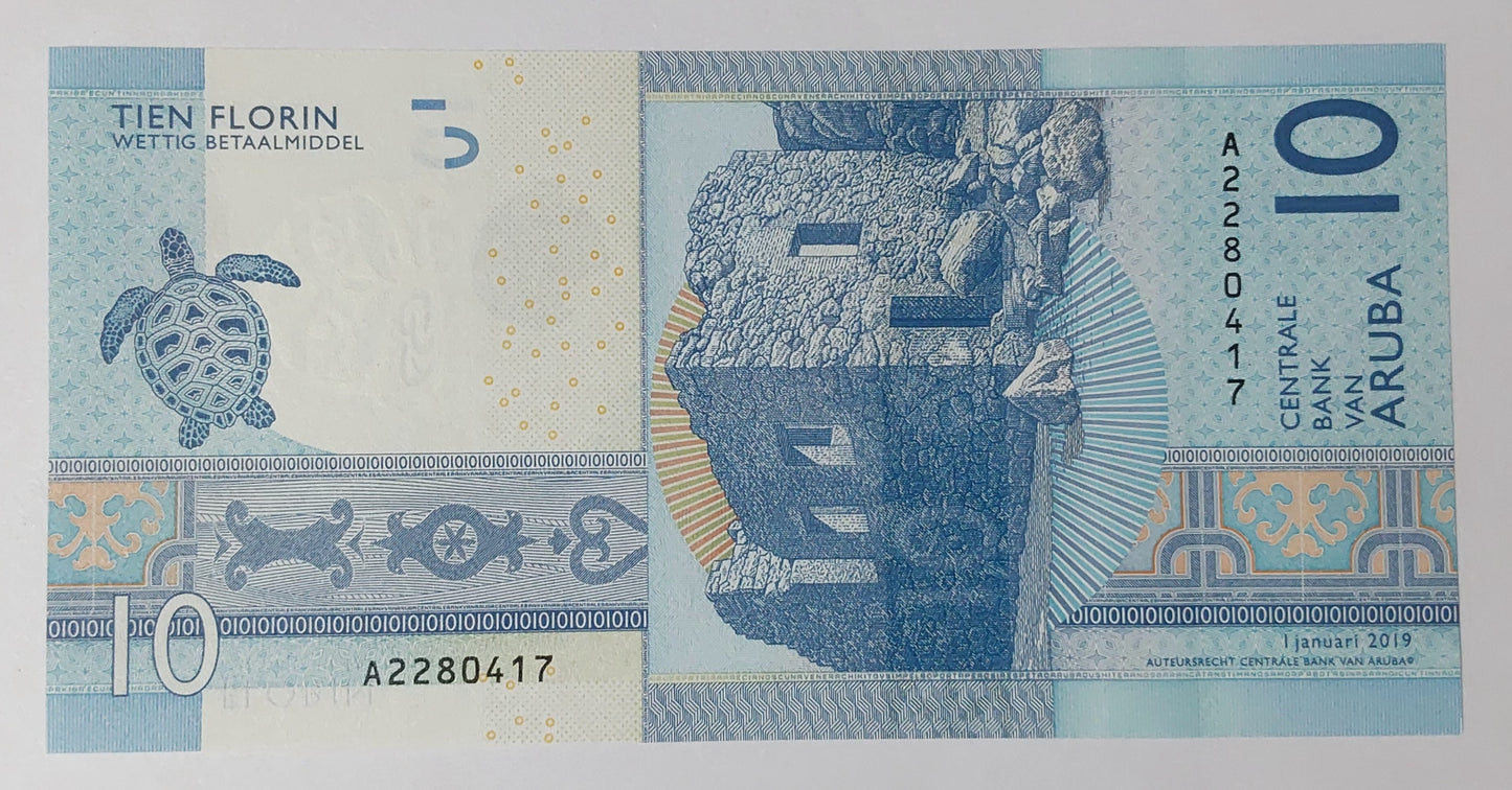 Aruba 10 Florin 2019 P21 UNC - Numismatic Collector's Item