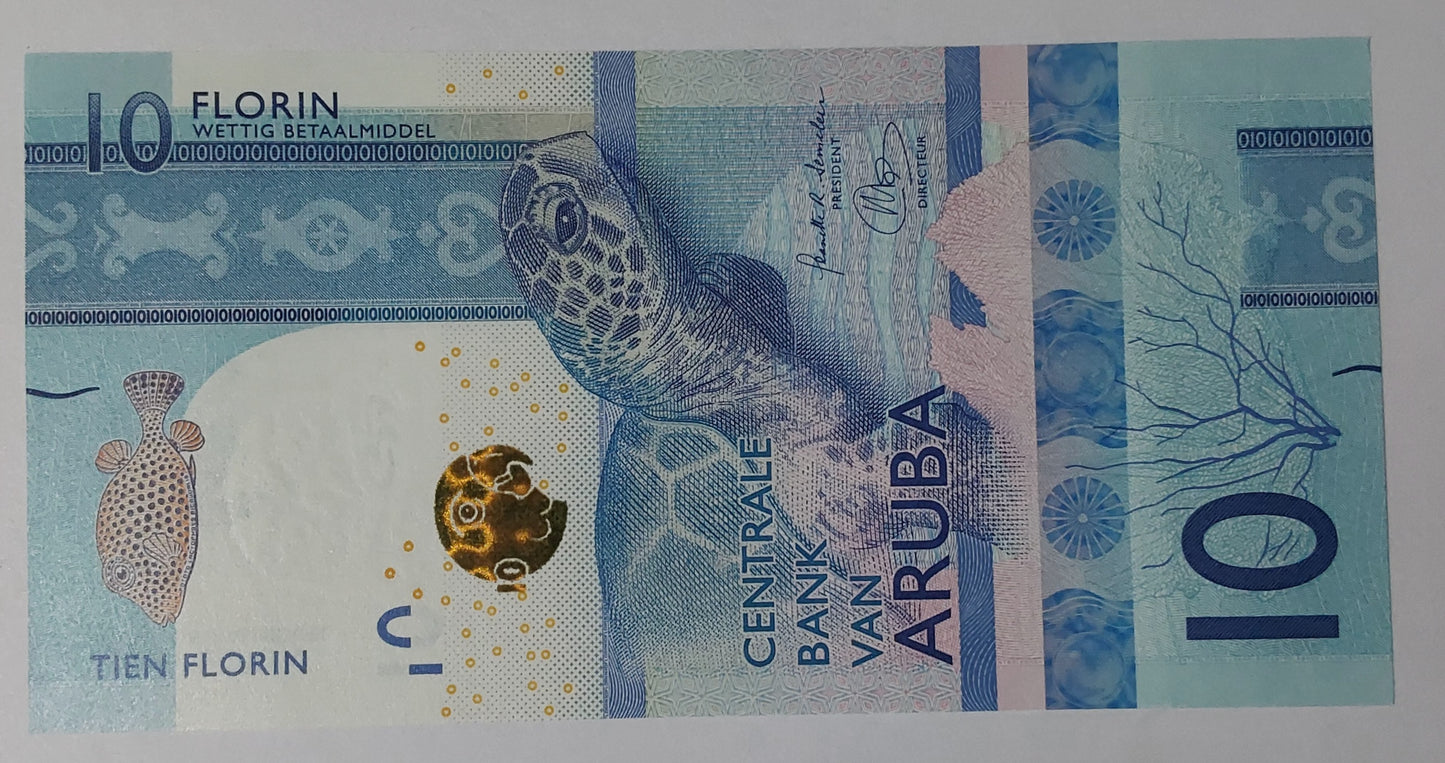Aruba 10 Florin 2019 P21 UNC - Numismatic Collector's Item