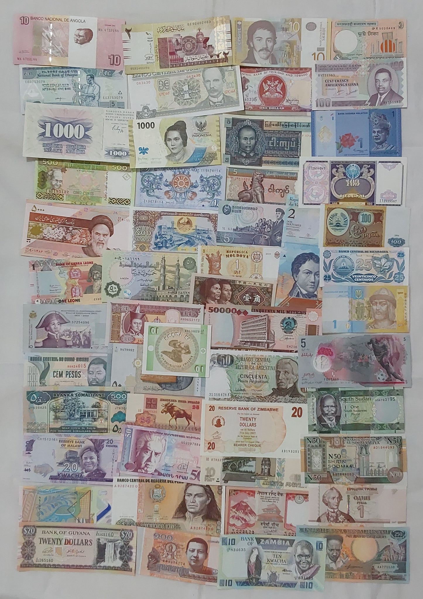 50 Different Country Banknotes SET Lot 2 | Unique UNC Notes for Collectors