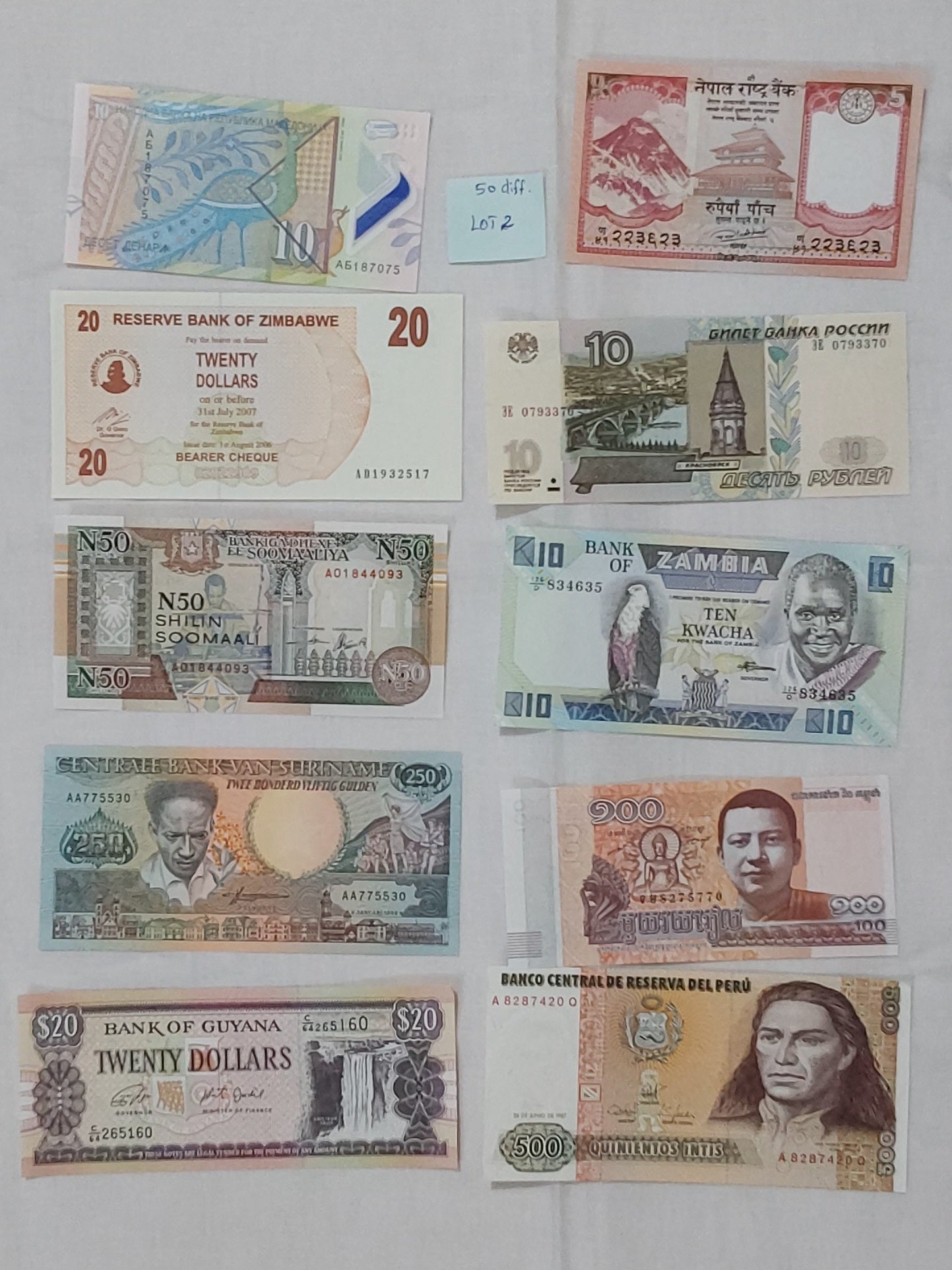 50 Different Country Banknotes SET Lot 2 | Unique UNC Notes for Collectors