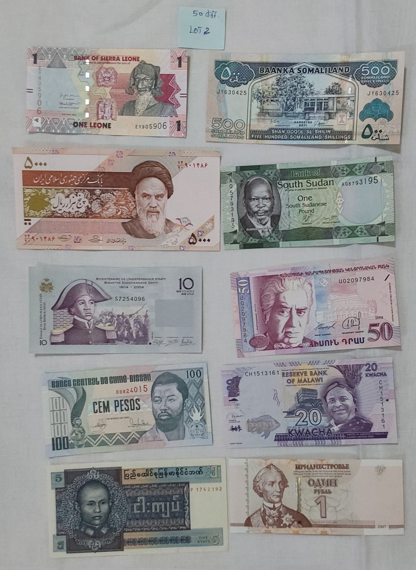 50 Different Country Banknotes SET Lot 2 | Unique UNC Notes for Collectors