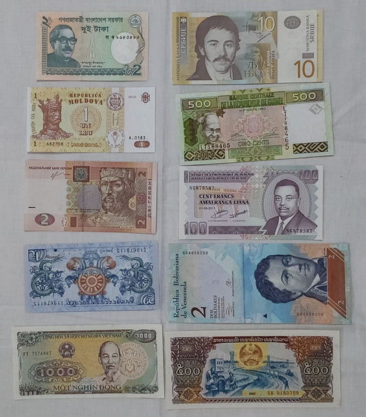 10 Different Country Banknotes SET  ALL UNC NOTES
