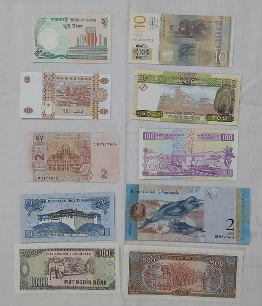 10 Different Country Banknotes SET  ALL UNC NOTES