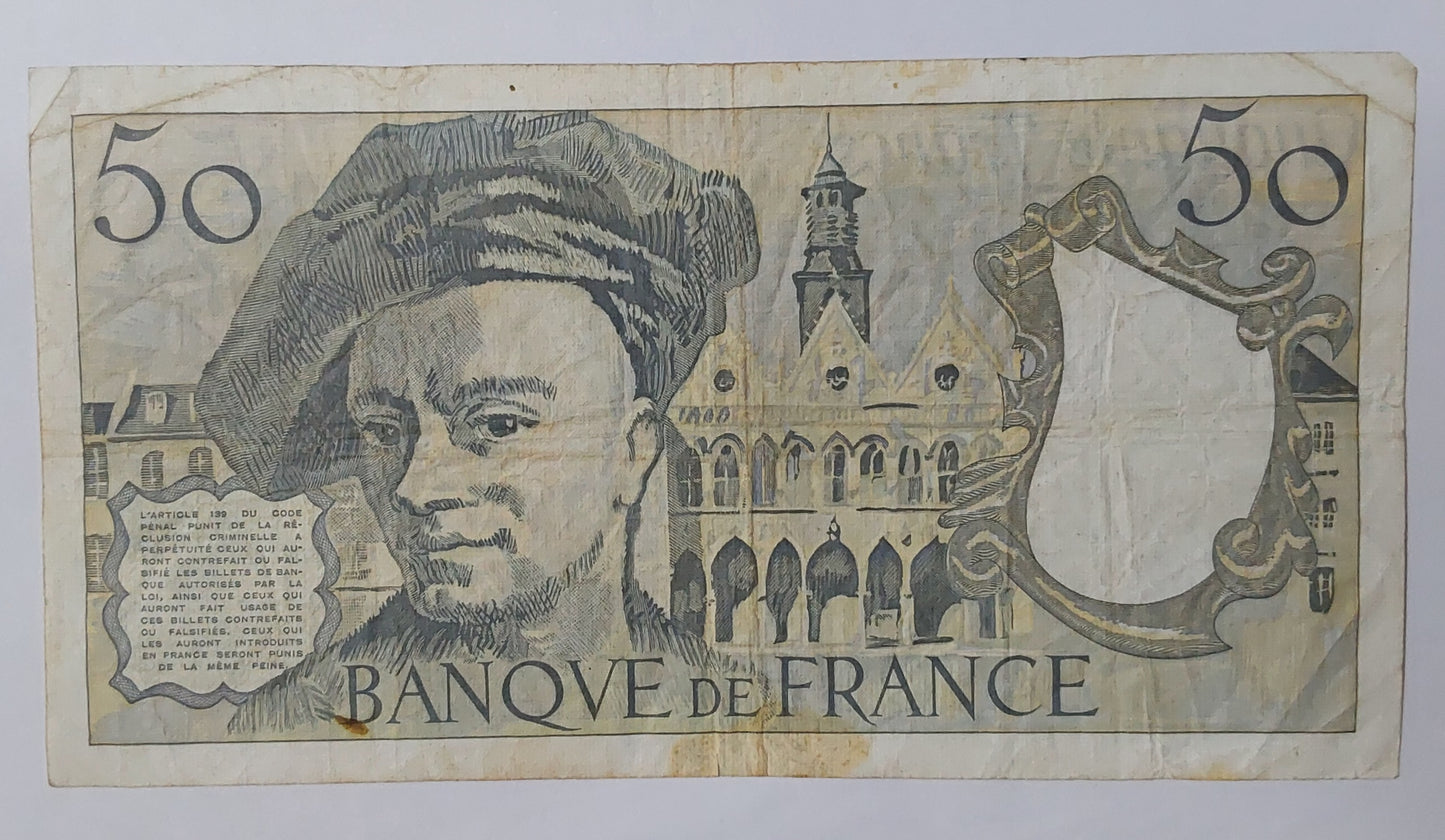 France 50 francs 1990 P152e used ZealhobbieZ