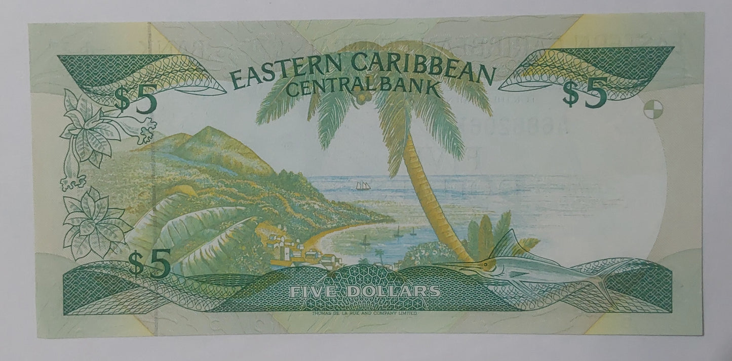 East Carribbean states 5 dollar K ( Saint Kitts & Nevis ) P18k Rare UNC - ZealhobbieZ
