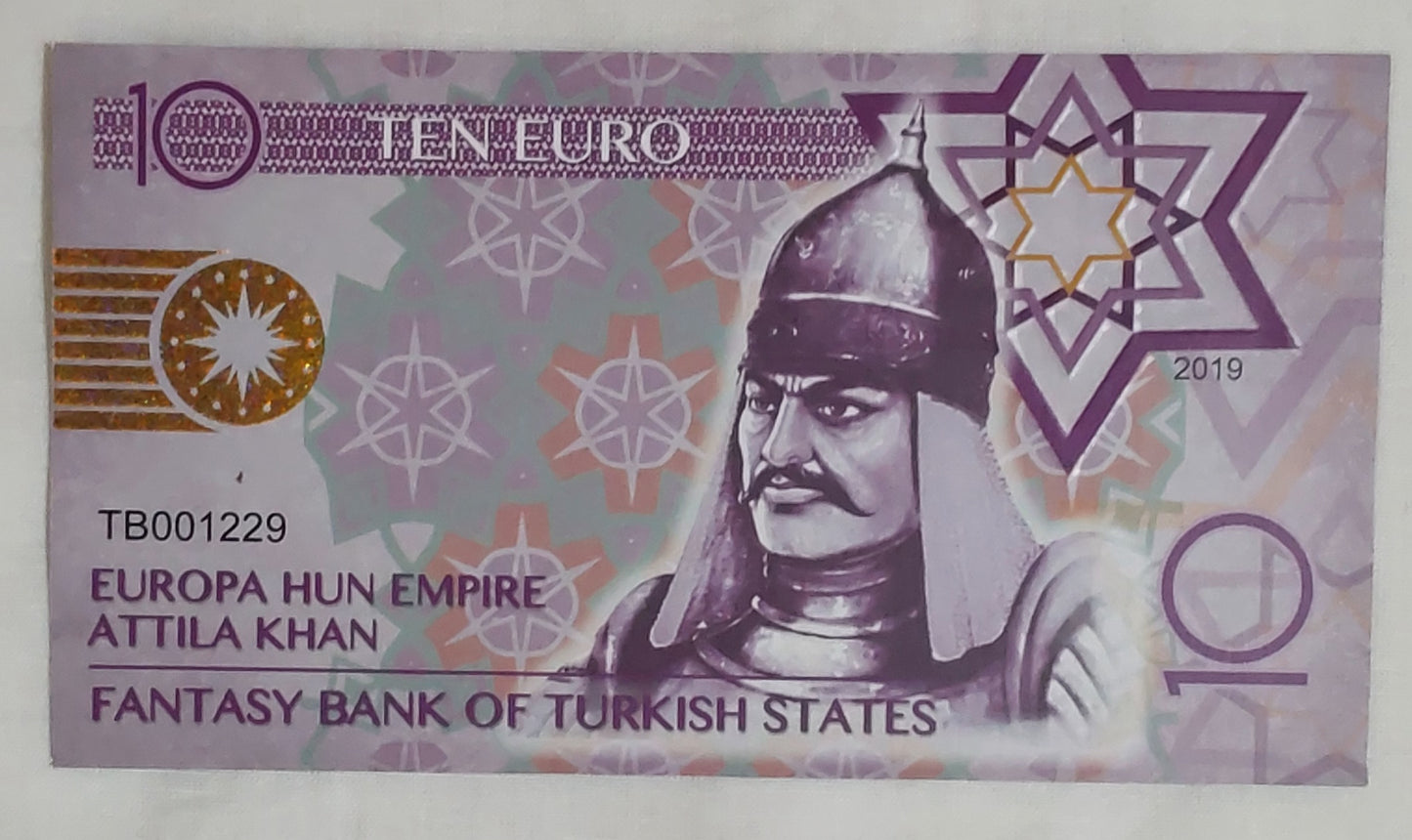 Bank of Turkish states - 10,20,25,50,100,200 Euro (Fantasy banknote) set