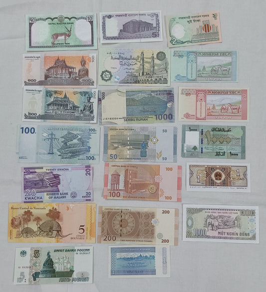 20 different Banknotes Notes set