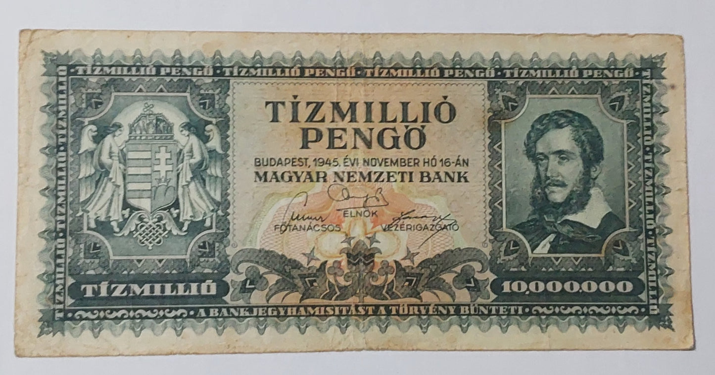 Hungary 10 million pengo 1945 P123 used note