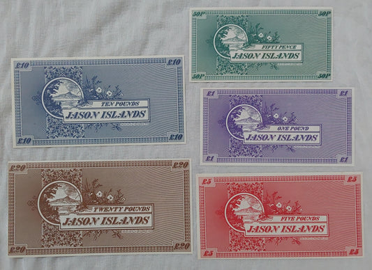 (Falkland island ) Jason Islands private issue set of 5 notes 1979