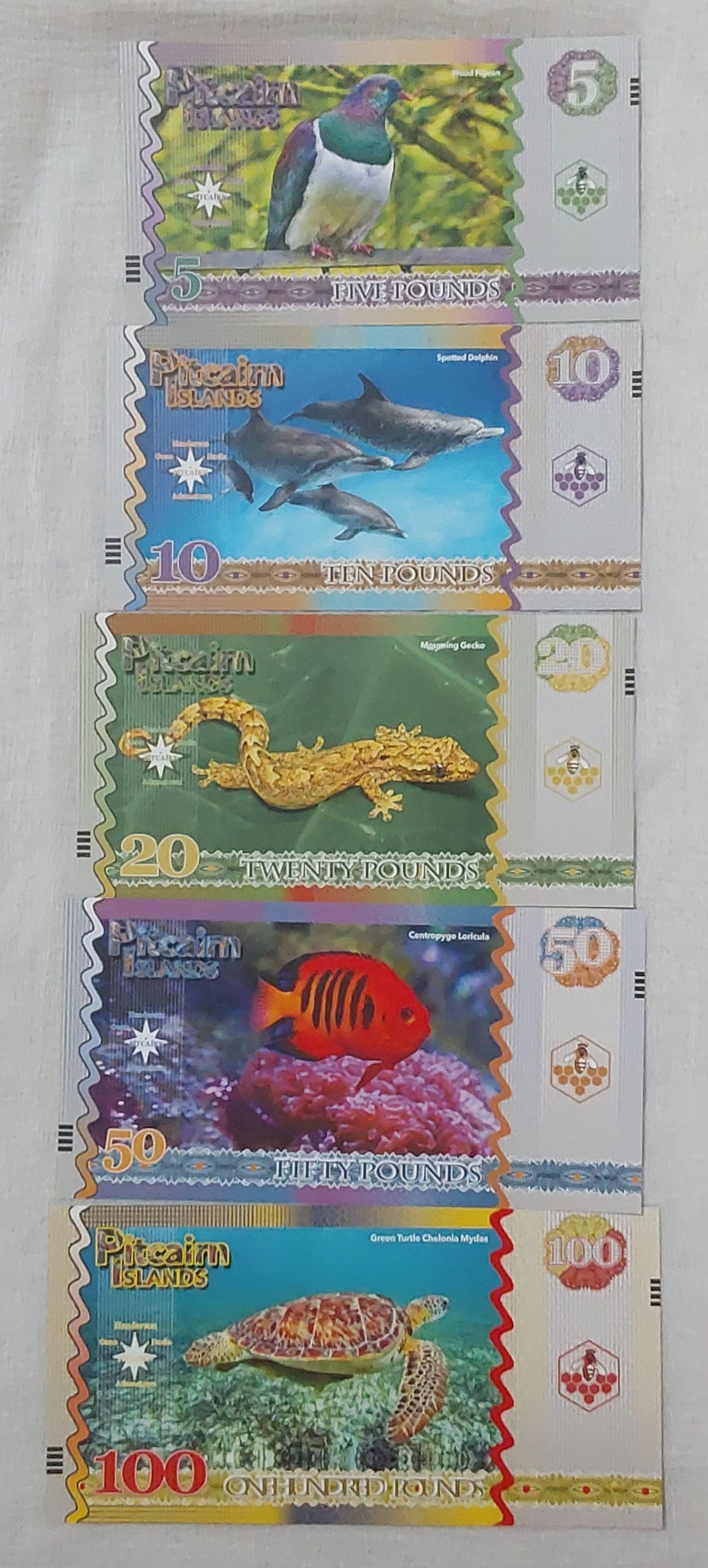 Pitcairn Island 5 notes set Fantasy note 2018 Queen Elizabeth II UNC (not a legal tender)