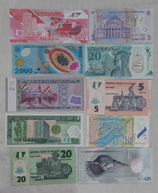 Lot of 10 different POLYMER Notes