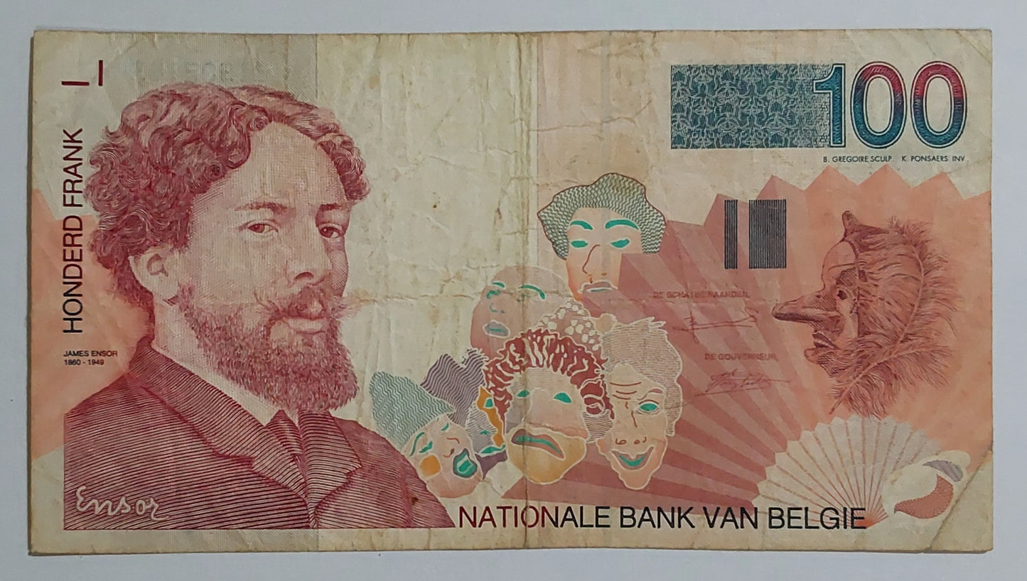 belgium 100 francs 1997 P47 used