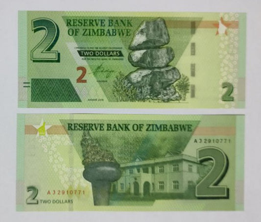 Zimbabwe 2 Dollars UNC 2019 P101 - ZealHobbieZ