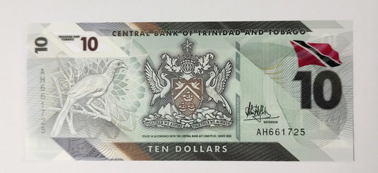 Trinidad and tobago 10 dollar POLYMER 2020 P62 UNC
