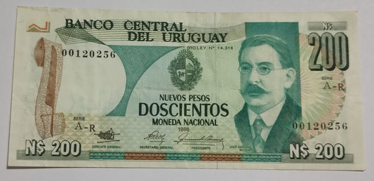 Uruguay 200 Nuevos Pesos 1986 P66 Used