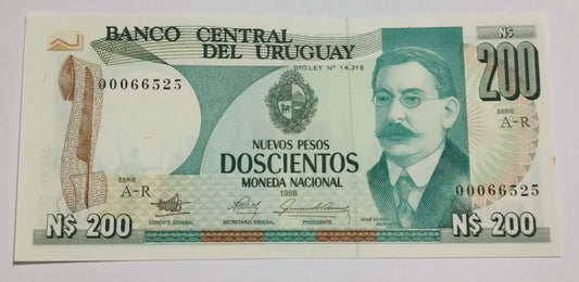 Uruguay 200 Nuevos Pesos 1986 P66  UNC