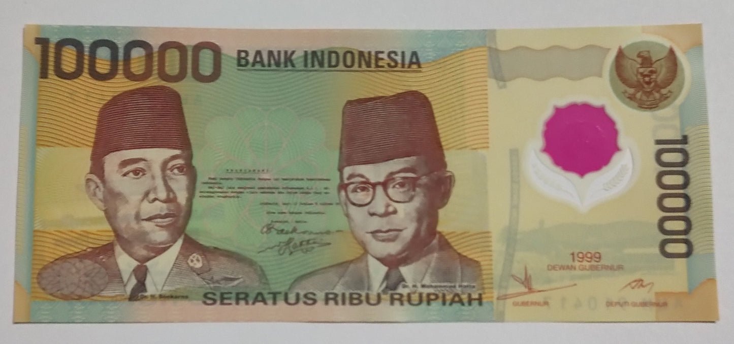 Indonesia 100000 Rupiah 1999 P140 UNC Polymer