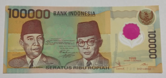 Indonesia 100000 Rupiah 1999 P140 UNC Polymer