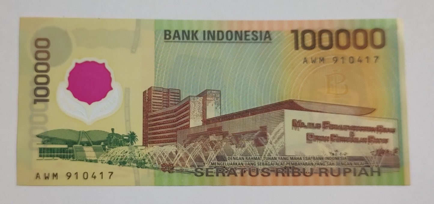 Indonesia 100000 Rupiah 1999 P140 UNC Polymer