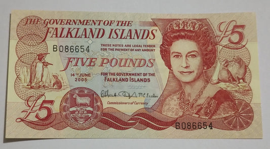 Falkland 5 pounds 2005 P17 UNC (Queen Elizabeth ii )