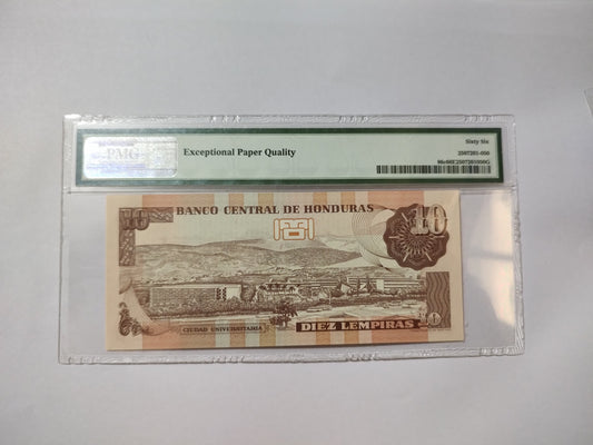 PMG Certified Honduras 10 Lempiras 2004 P86c UNC
