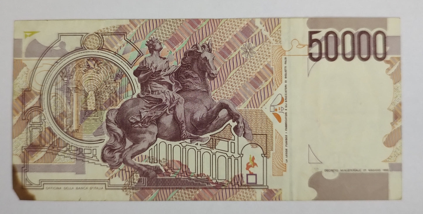 Italy 50000 Lira 1992 P116 Used - World Bank note collection
