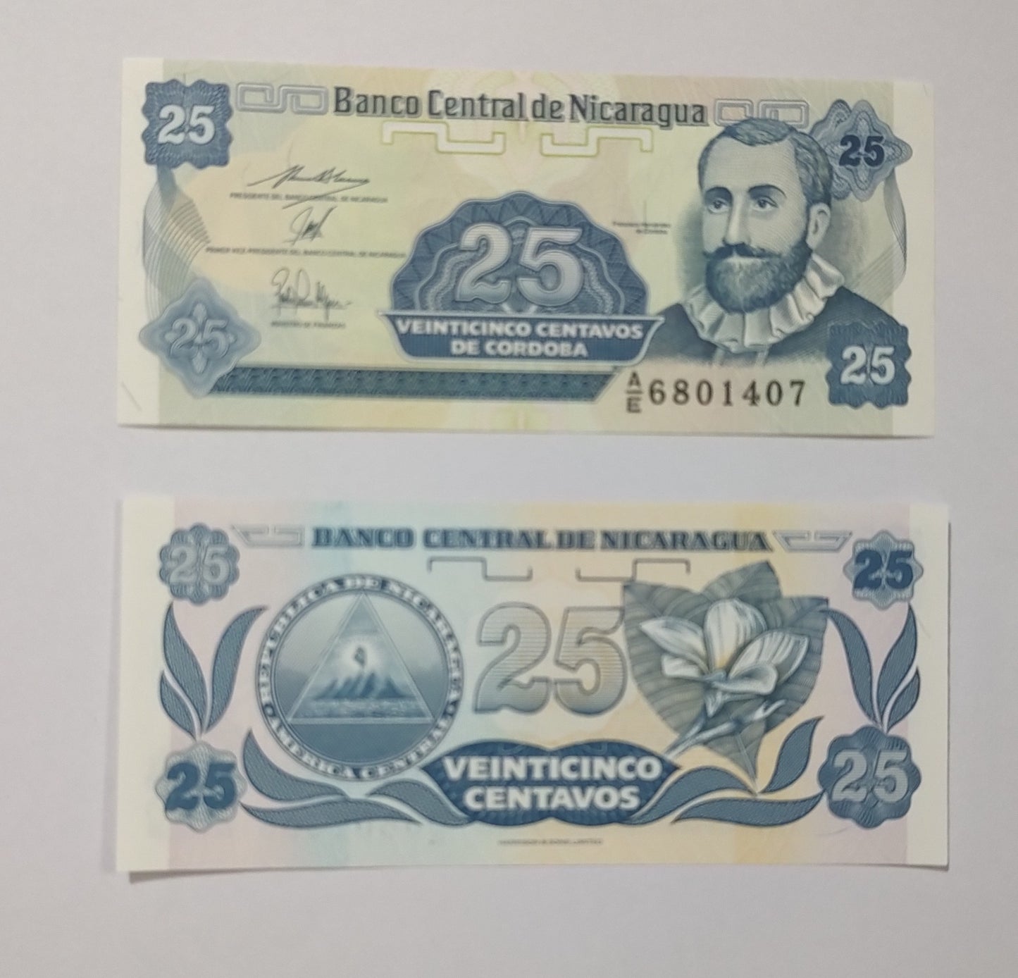 Nicaragua 25 Centavos 1991 P170 UNC - World Banknote Collection