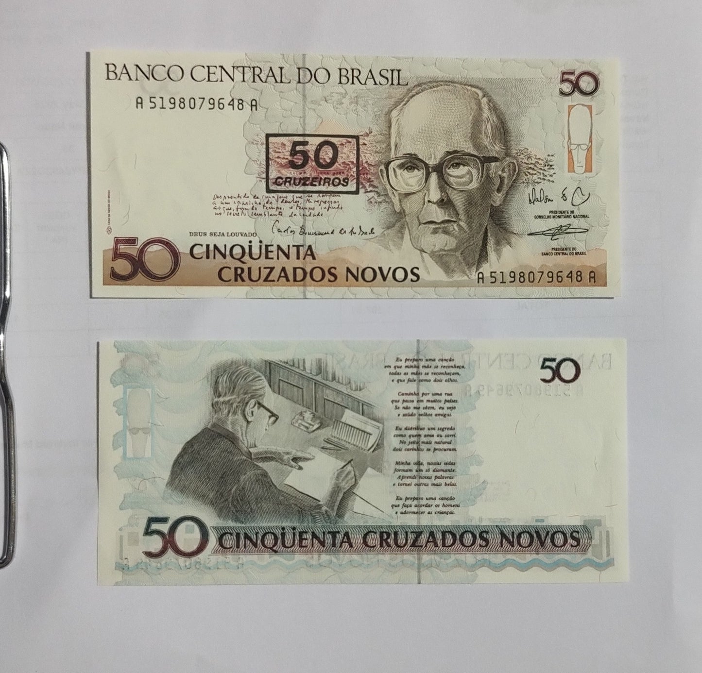 BRAZIL 50 CRUZEIROS 1990 P-223 UNC