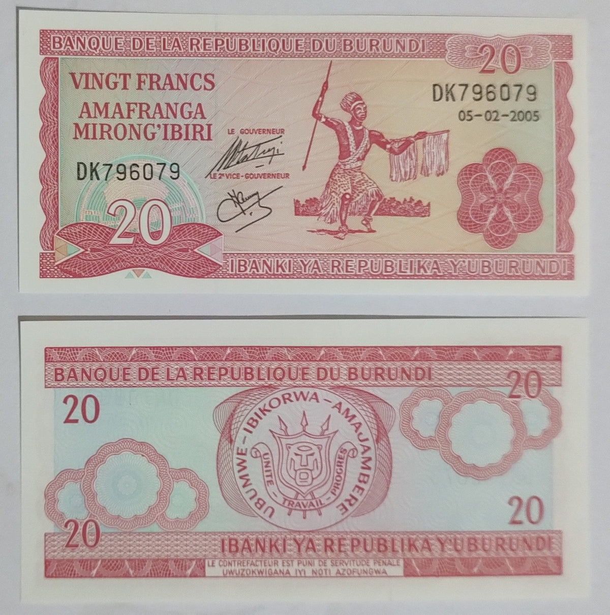 Burundi 20 francs 2005 P27d UNC