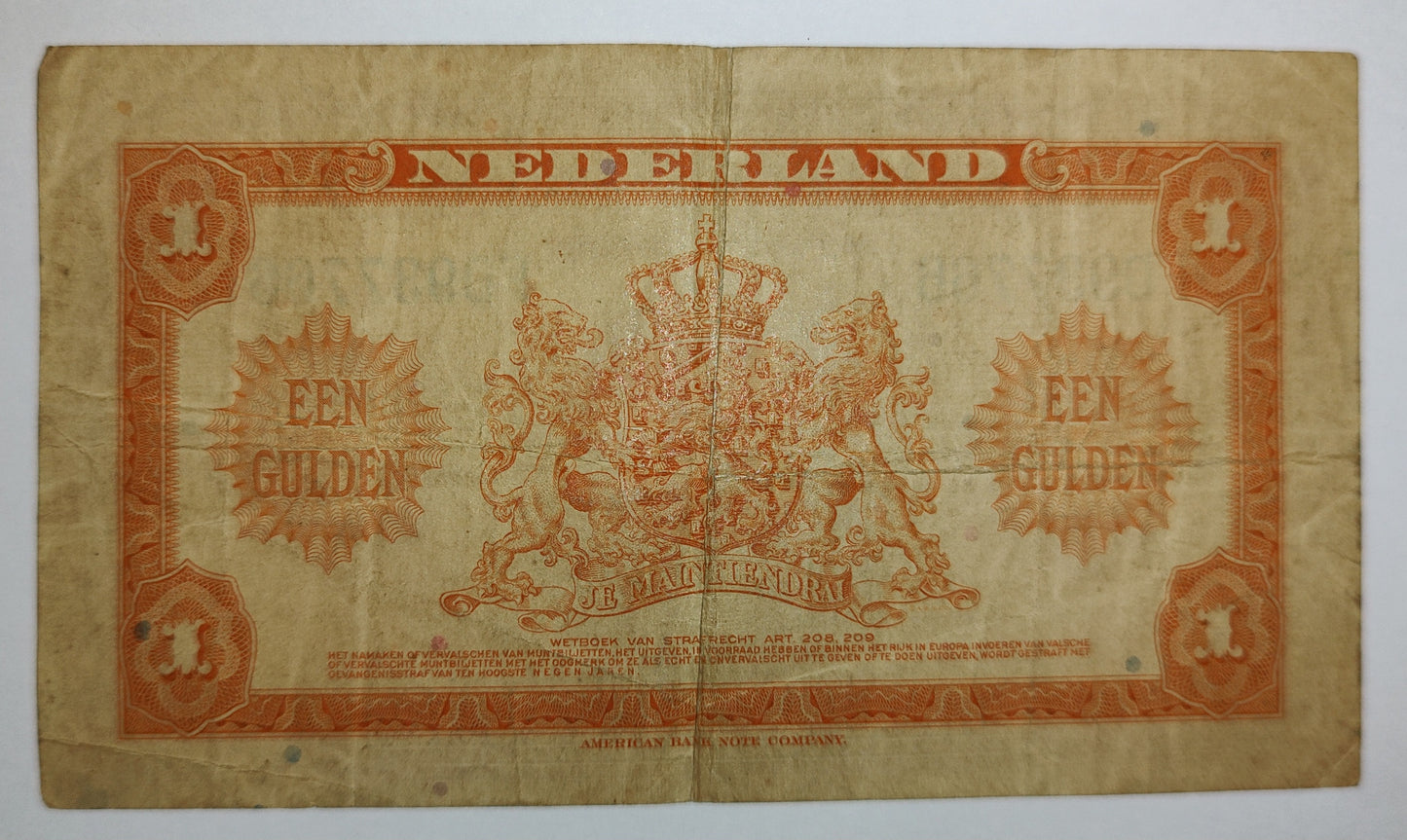 Netherland 1 gulden 1943 P64 used