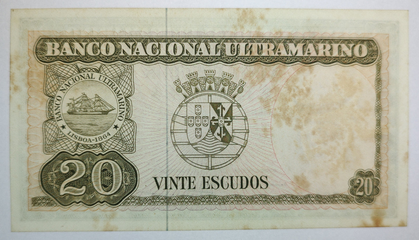 Timor 20 Escudos 1967 P26 a(7) Used