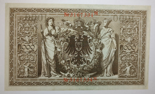 Germany 1000 Mark 1910 - P44b Used Note | World Banknote Collection (red seal)
