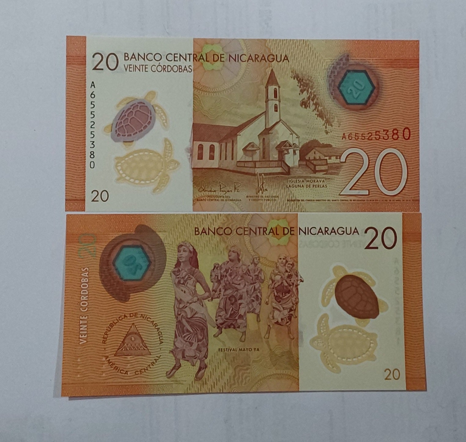 Nicaragua 20 Cordobas 2019 UNC Polymer - ZealHobbieZ