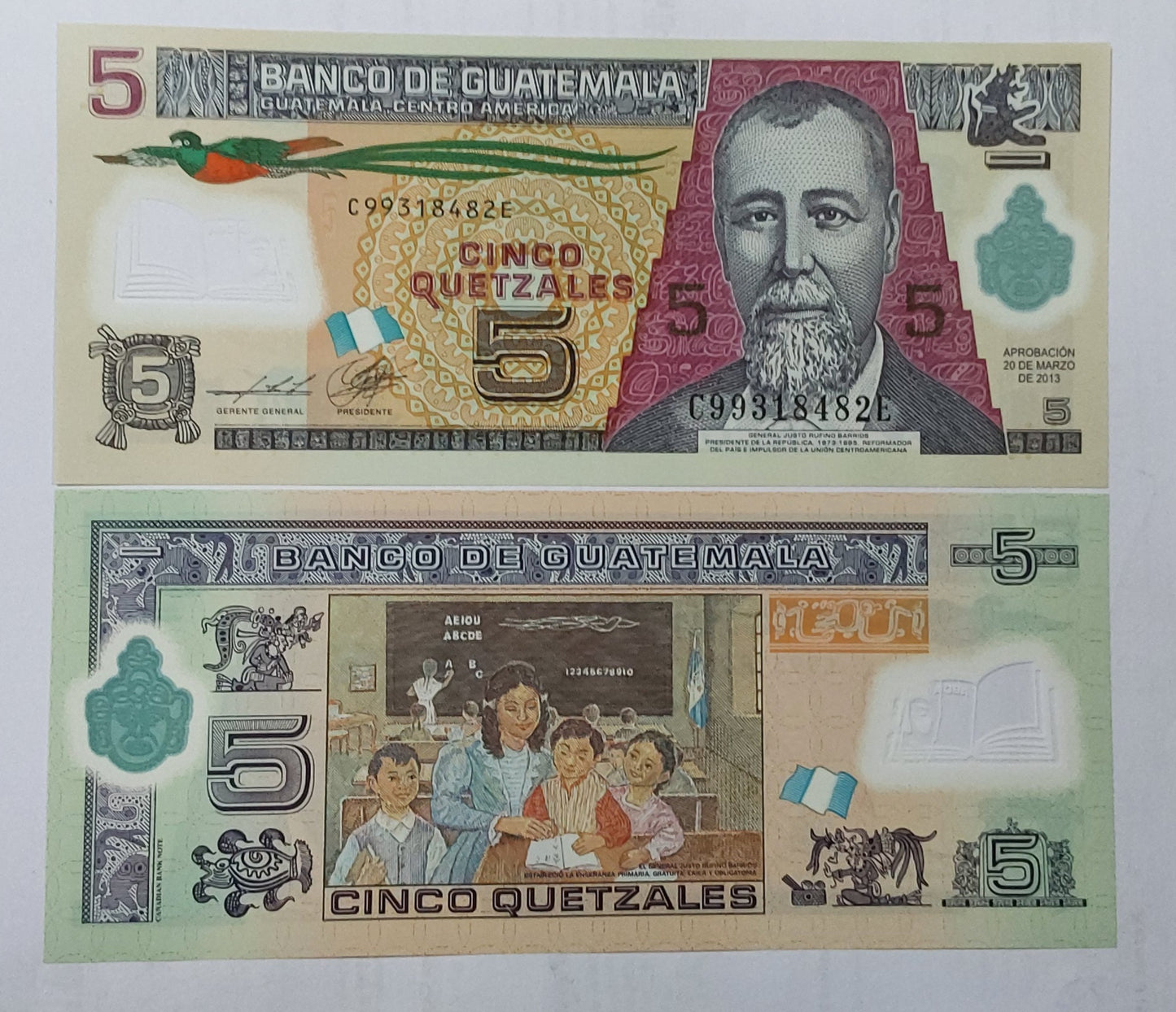 Guatemala 5 Quetzales 2013 UNC Polymer - ZealHobbieZ