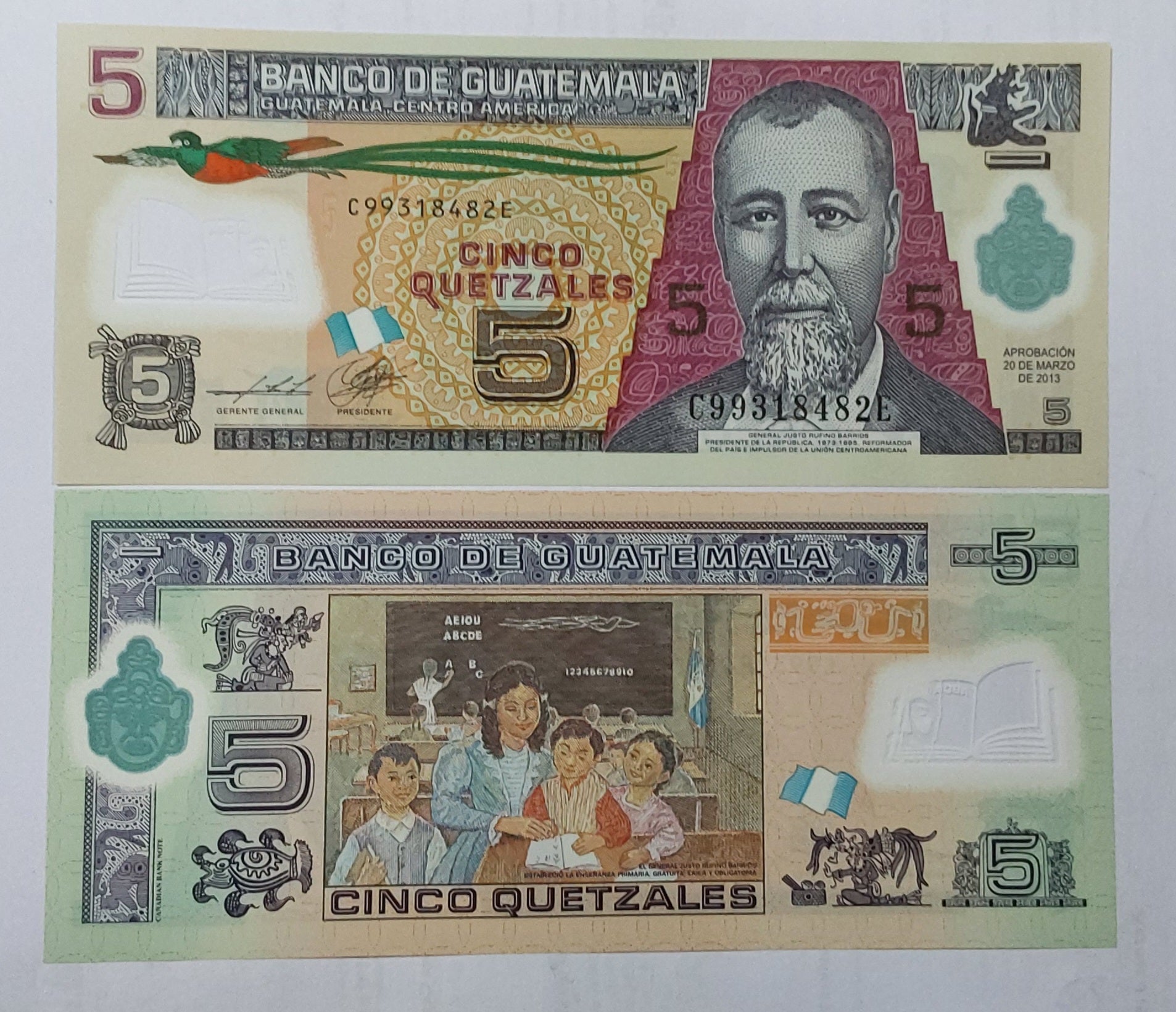 Guatemala 5 Quetzales 2013 UNC Polymer - ZealHobbieZ