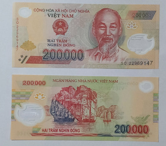 Vietnam 200000 Dong UNC Polymer 2022 P123 - ZealHobbieZ
